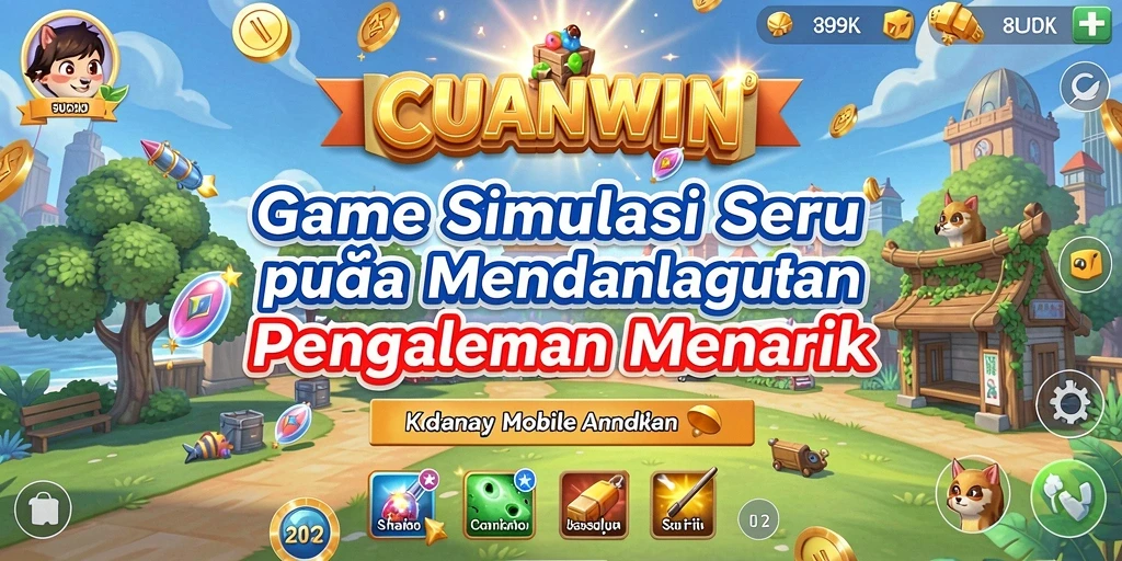Screenshot utama CUANWIN dengan gameplay simulasi menarik.
