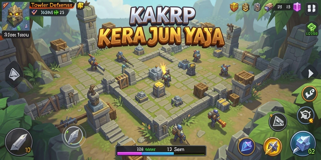 Tampilan gameplay menawan dari KAKRP dalam Tower Defense.