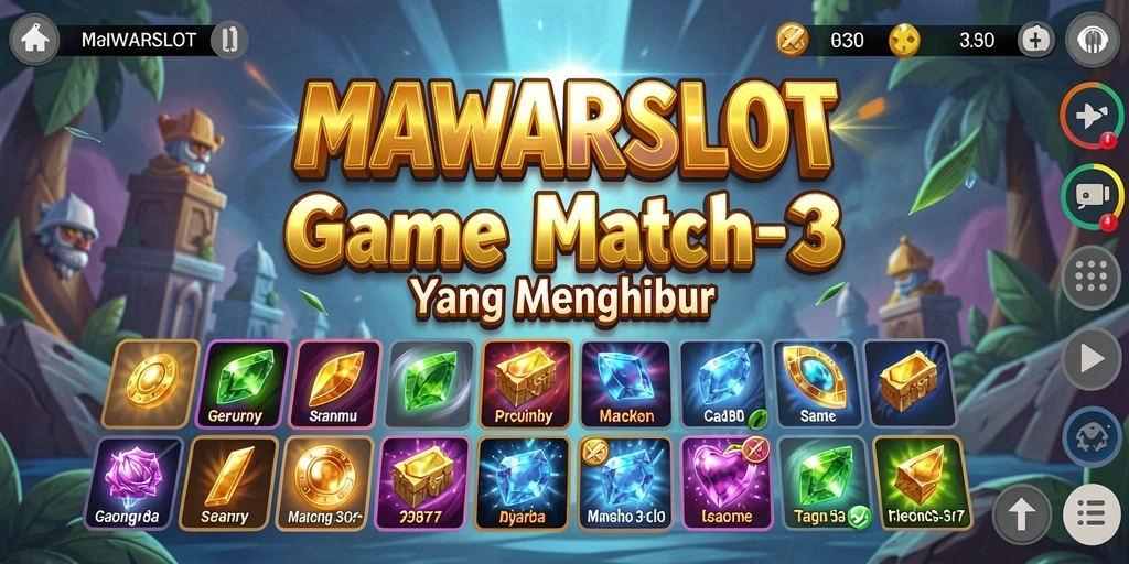 Screenshot gameplay <strong>MAWARSLOT</strong> dengan tampilan warna-warni dan tantangan mencocokkan.
