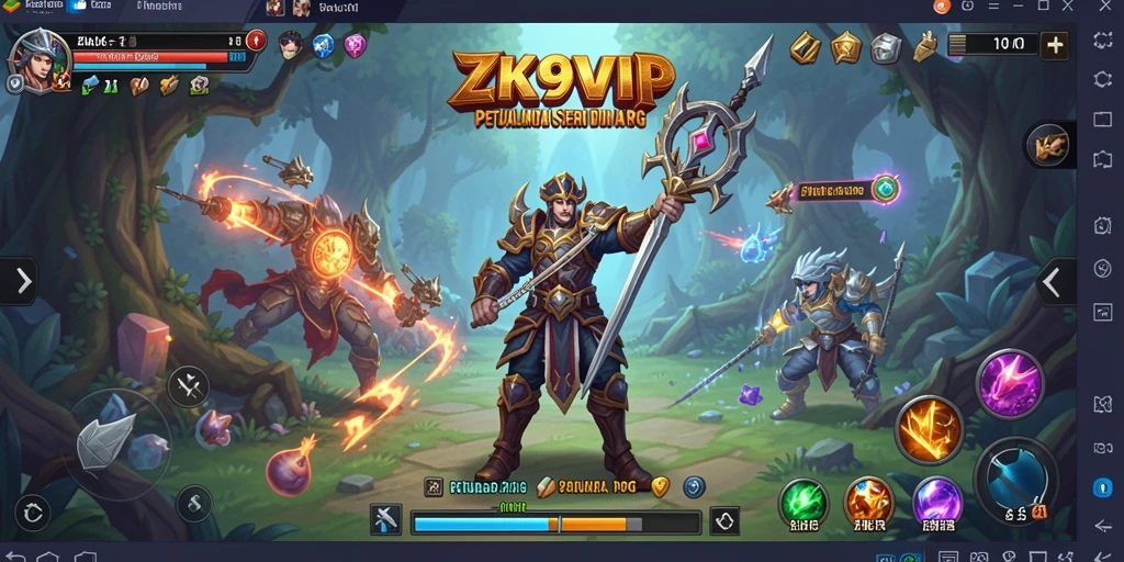 Tampilan gameplay RPG penuh aksi dalam ZK9VIP.